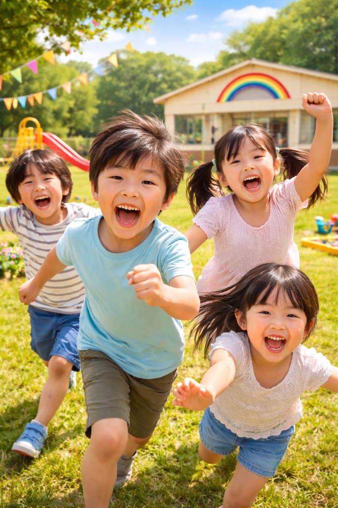 走って遊ぶ子どもたち
