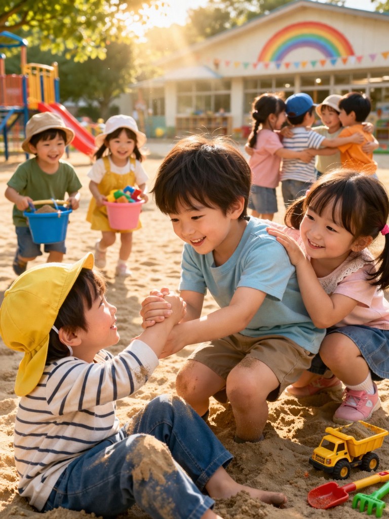 花に水をやる子ども